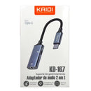 Adaptador de Áudio cabo 2 em 1 Kaidi Tipo C KD-167