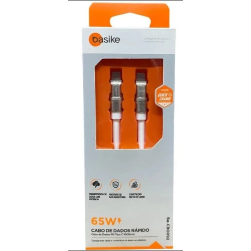 Cabo de Dados Tipo C Tipo C Basike 65W 1 Metro Ba-CBO092