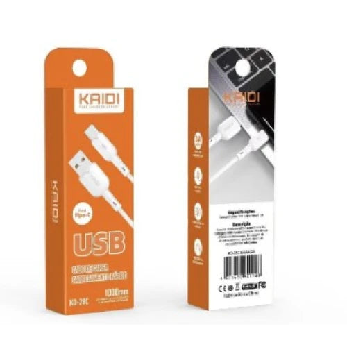 Cabo de Dados Kaidi 1000mm Carga Rápida Tipo C Kd-28c