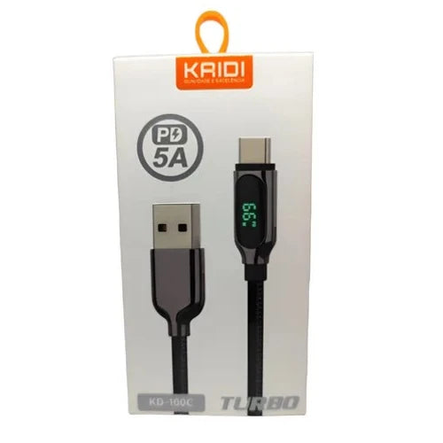 Cabo de Dados Turbo USB para Tipo C Kaidi PD5A KD-100C