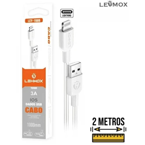 Cabo de Dados Turbo iPhone Lightning Lehmox 3.A 2 Metros LEY-1989