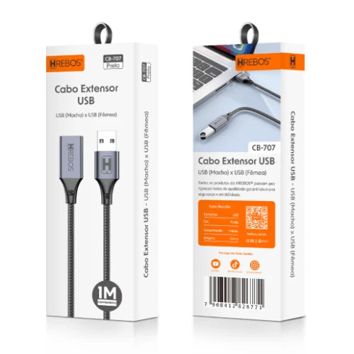 Cabo USB 1 Metro HRebos CB-707