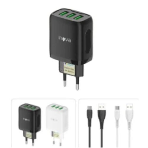 Carregador Tipo C Inova 3 USB 5.1A Cabo 1 Metro Car-12817C