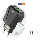 Carregador V8 Inova 3 USB 5.1A Cabo 1 Metro Car-12817S