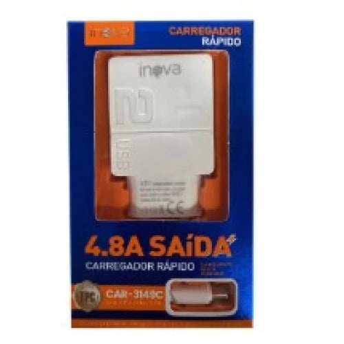 Carregador Tipo C Rápido Inova 4.8A 2USB CAR-3149C