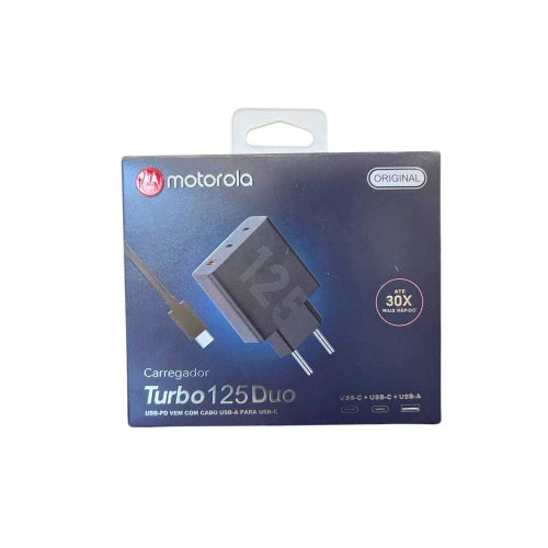 Carregador Turbo Motorola 125 Duo USB-C + USB-C + USB-A