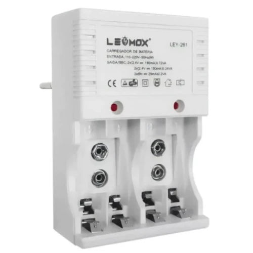 Carregador de Pilha Bivolt Leomox Recarregável LEY-261