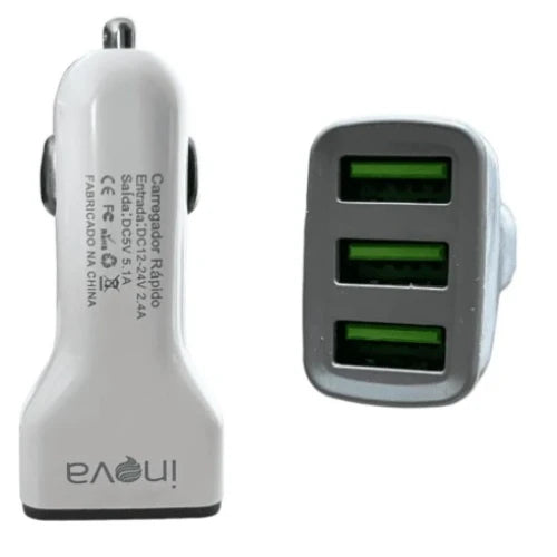Fonte Veicular 5.1A 3 Saídas USB G32F