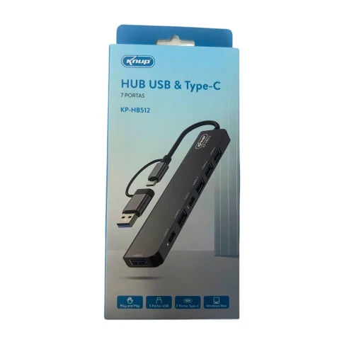 Hub USB e Tipo C Knup 7 Portas KP-HB512