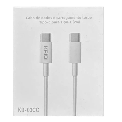 Cabo de Dados Kaidi Carregamento Turbo Tipo C Tipo C 2M KD-03CC