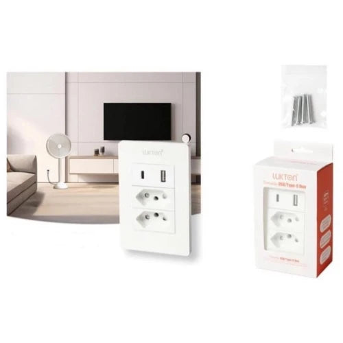Tomada 4 em 1 com USB e USB C LUKTON CB-064